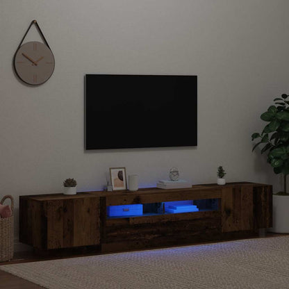 TV Cabinet with LED Lights Old Wood 200x35x40 cm Engineered Wood