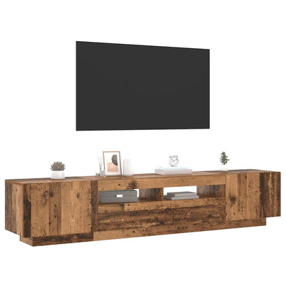 TV Cabinet with LED Lights Old Wood 200x35x40 cm Engineered Wood