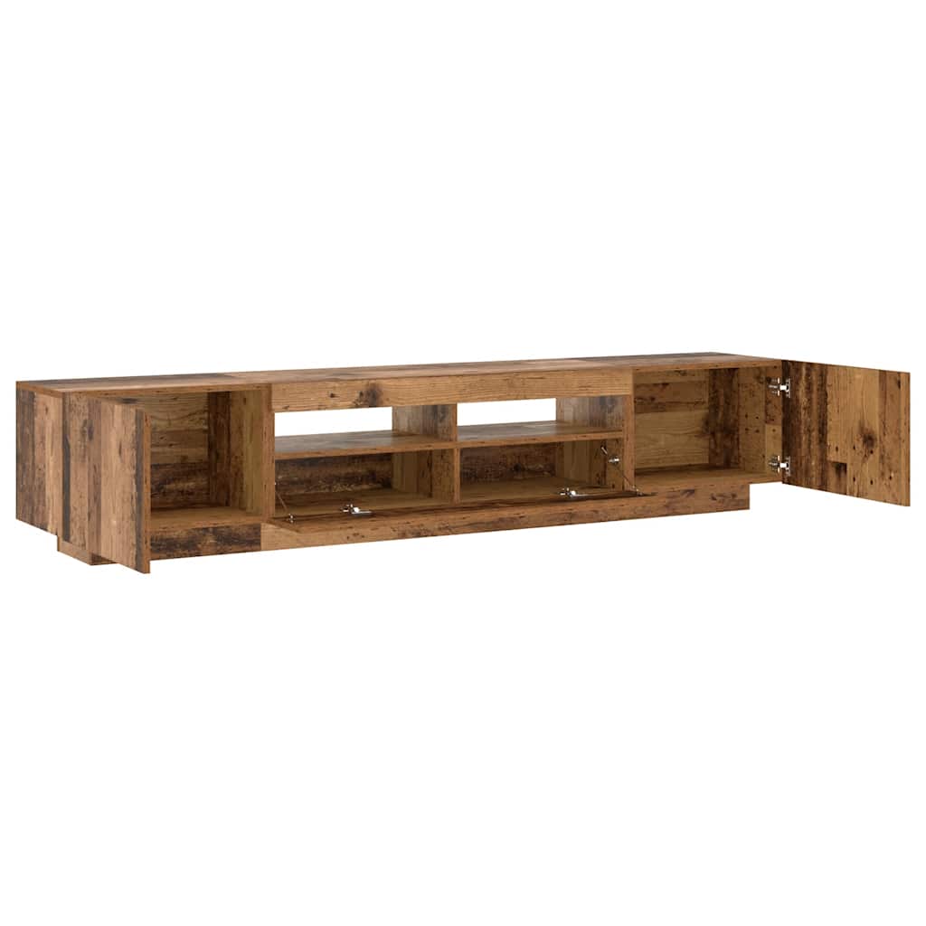 TV Cabinet with LED Lights Old Wood 200x35x40 cm Engineered Wood