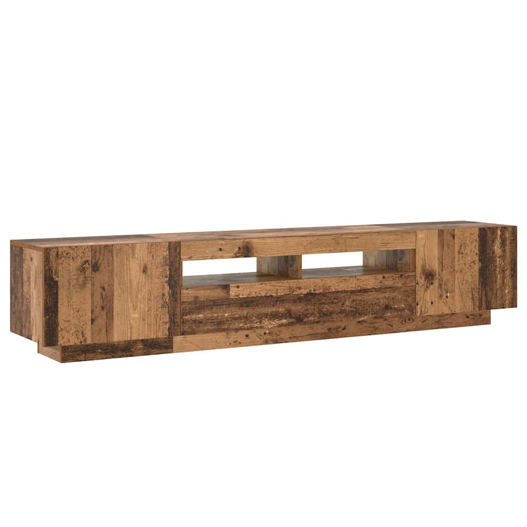 TV Cabinet with LED Lights Old Wood 200x35x40 cm Engineered Wood