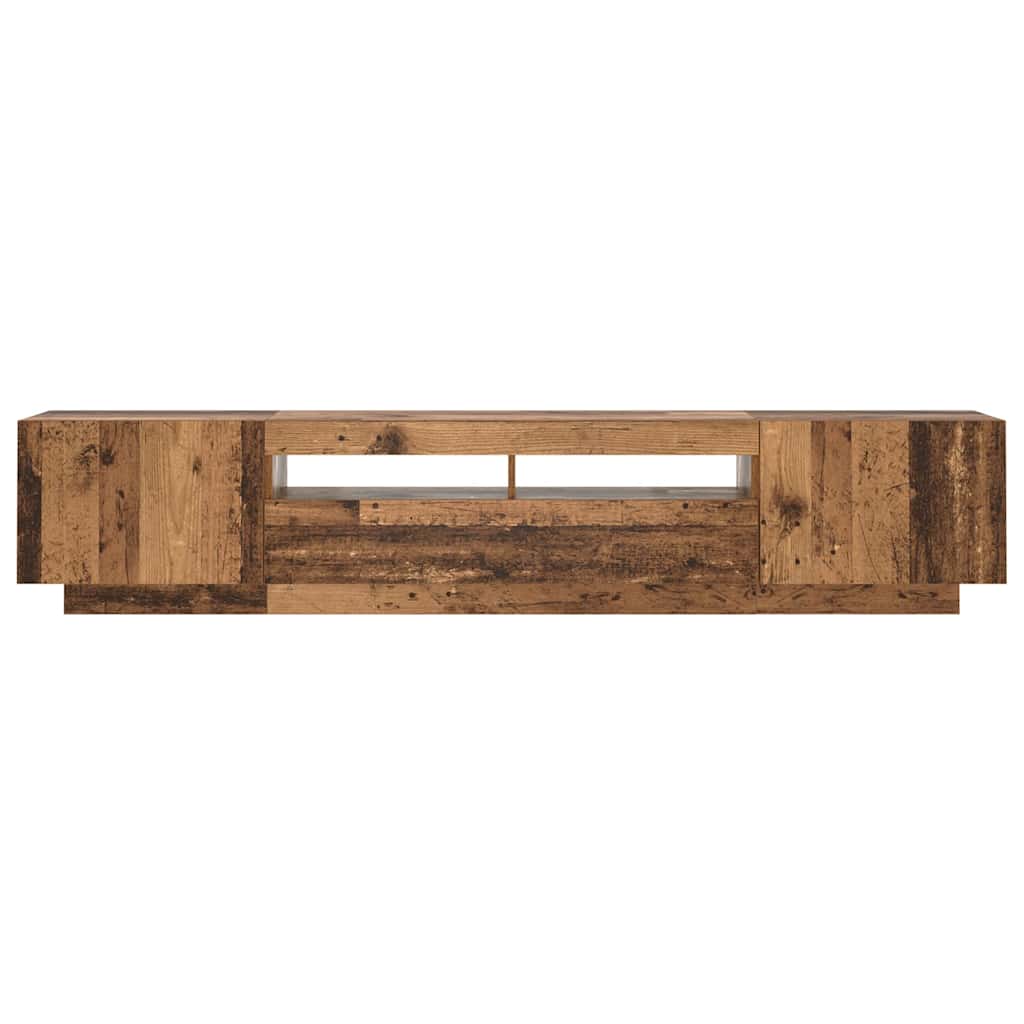 TV Cabinet with LED Lights Old Wood 200x35x40 cm Engineered Wood