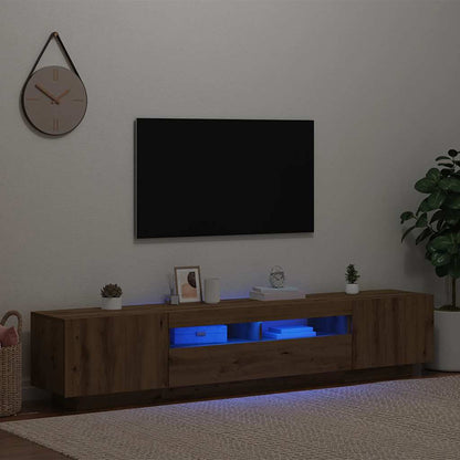 TV Cabinet with LED Lights Artisan Oak 200x35x40 cm Engineered Wood