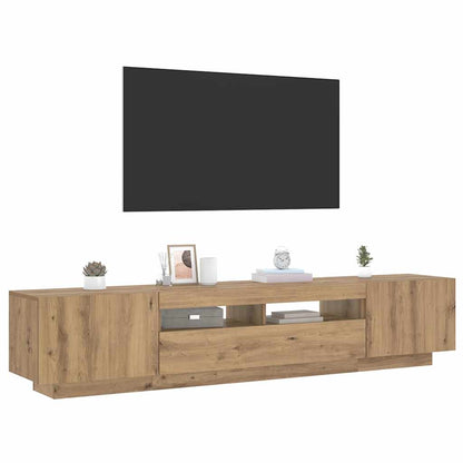 TV Cabinet with LED Lights Artisan Oak 200x35x40 cm Engineered Wood