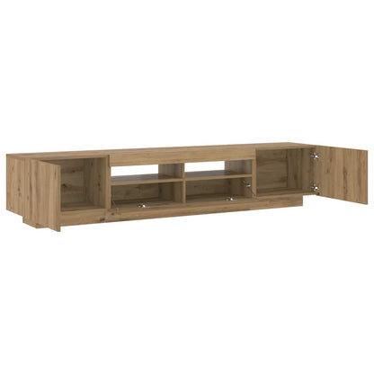 TV Cabinet with LED Lights Artisan Oak 200x35x40 cm Engineered Wood