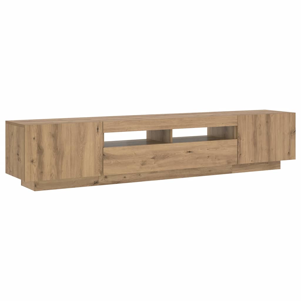TV Cabinet with LED Lights Artisan Oak 200x35x40 cm Engineered Wood