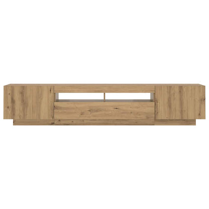 TV Cabinet with LED Lights Artisan Oak 200x35x40 cm Engineered Wood