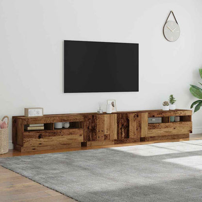 TV Cabinet with LED Lights Old Wood 260x35x40 cm Engineered Wood