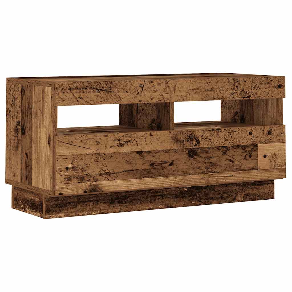 TV Cabinet with LED Lights Old Wood 260x35x40 cm Engineered Wood