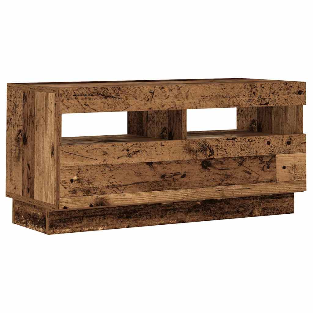 TV Cabinet with LED Lights Old Wood 260x35x40 cm Engineered Wood