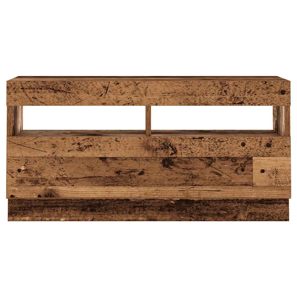 TV Cabinet with LED Lights Old Wood 260x35x40 cm Engineered Wood