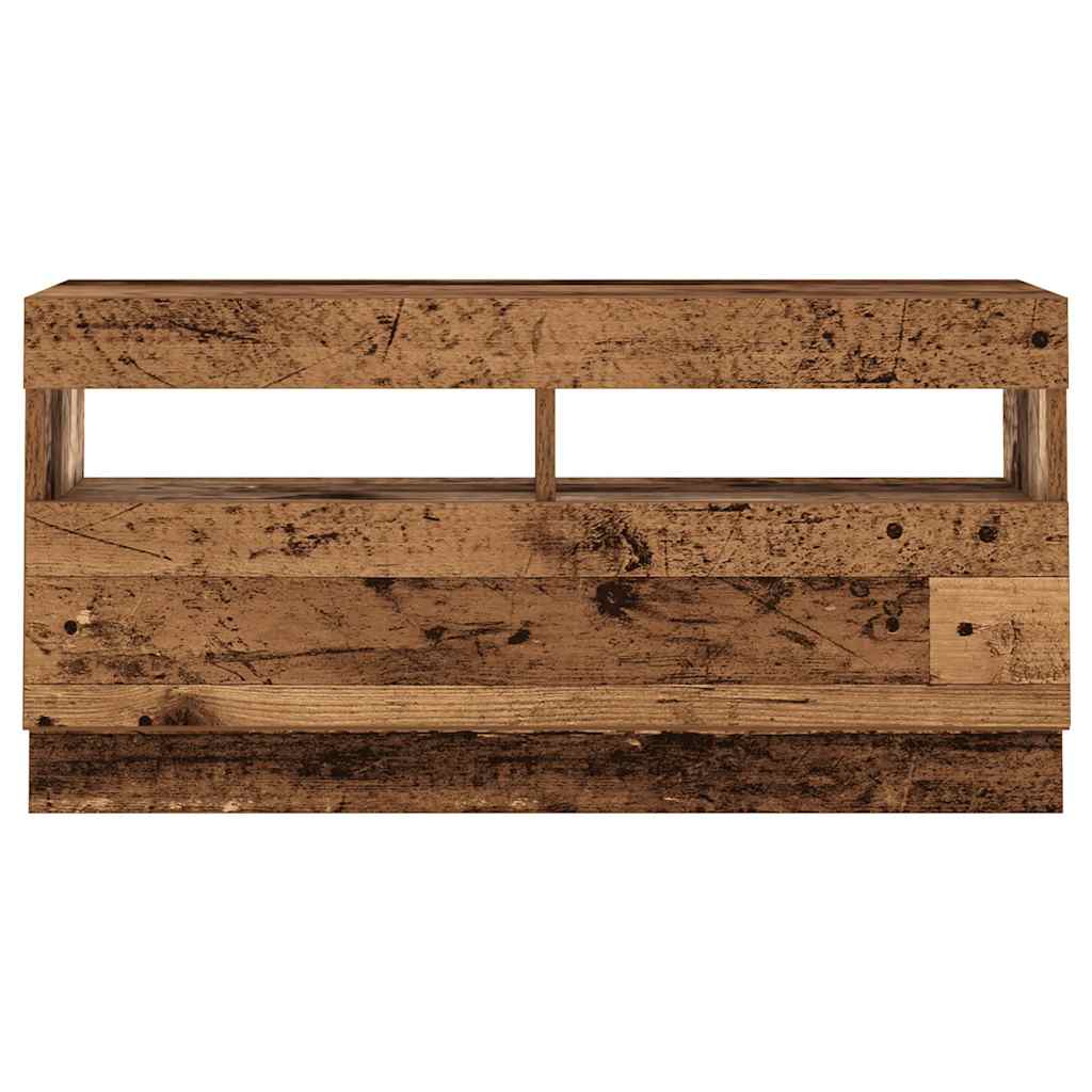 TV Cabinet with LED Lights Old Wood 260x35x40 cm Engineered Wood