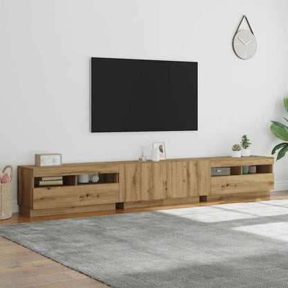 TV Cabinet with LED Lights Artisan Oak 260x35x40 cm Engineered Wood