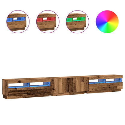 TV Cabinet with LED Lights Old Wood 300x35x40 cm Engineered Wood