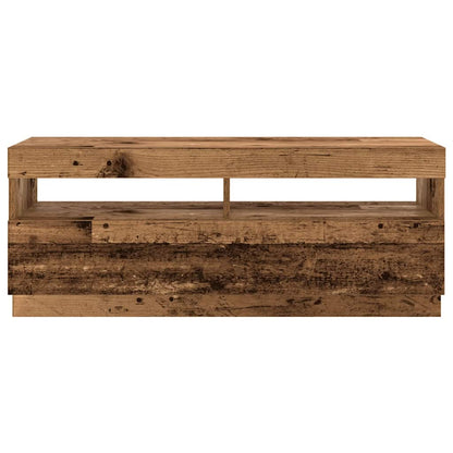 TV Cabinet with LED Lights Old Wood 300x35x40 cm Engineered Wood
