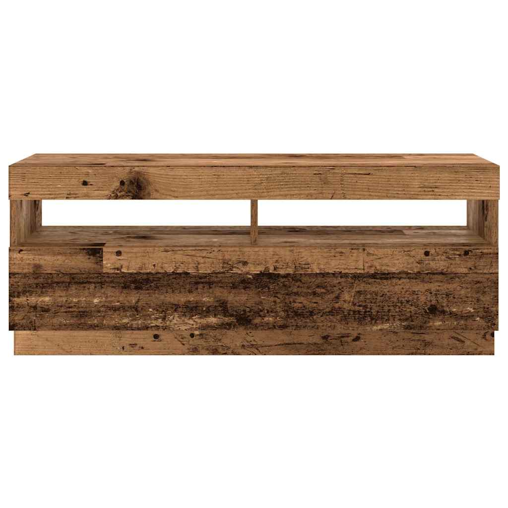 TV Cabinet with LED Lights Old Wood 300x35x40 cm Engineered Wood
