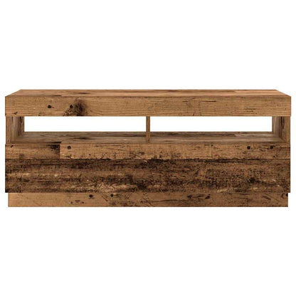 TV Cabinet with LED Lights Old Wood 300x35x40 cm Engineered Wood