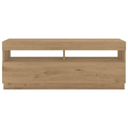 TV Cabinet with LED Lights Artisan Oak 300x35x40 cm Engineered Wood