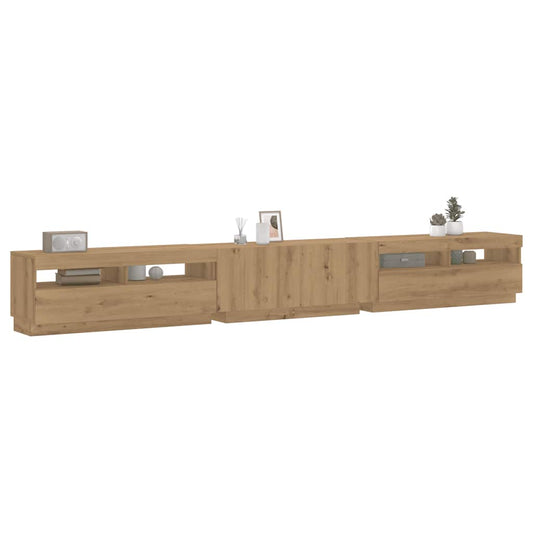 TV Cabinet with LED Lights Artisan Oak 300x35x40 cm