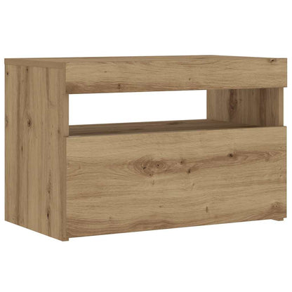 Bedside Cabinet with LED Lights Artisan Oak 60x35x40 cm Engineered Wood