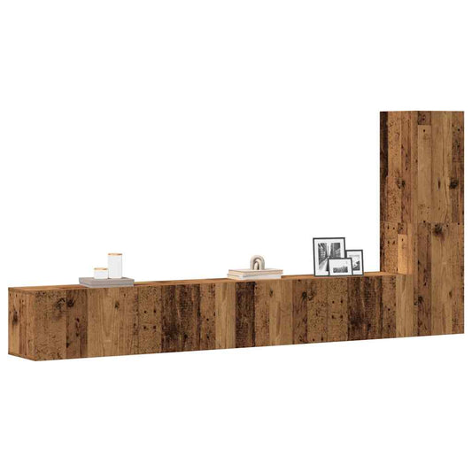 3 Piece TV Cabinet Set Wall-mounted Old Wood Engineered Wood
