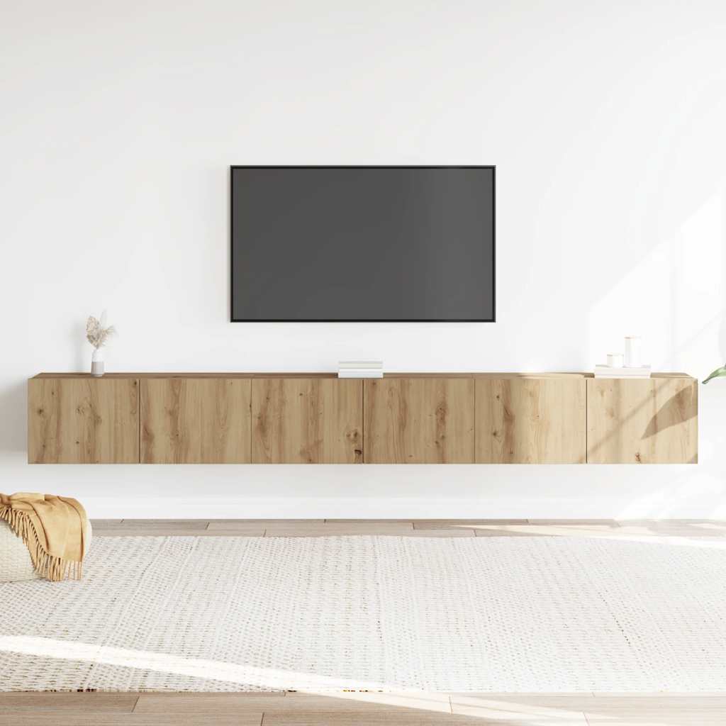 3 Piece TV Cabinet Set Wall-mounted Artisan Oak Engineered Wood
