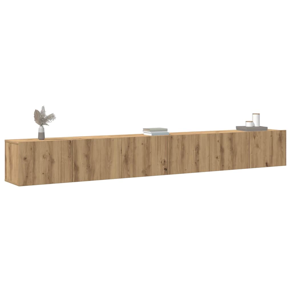 3 Piece TV Cabinet Set Wall-mounted Artisan Oak Engineered Wood