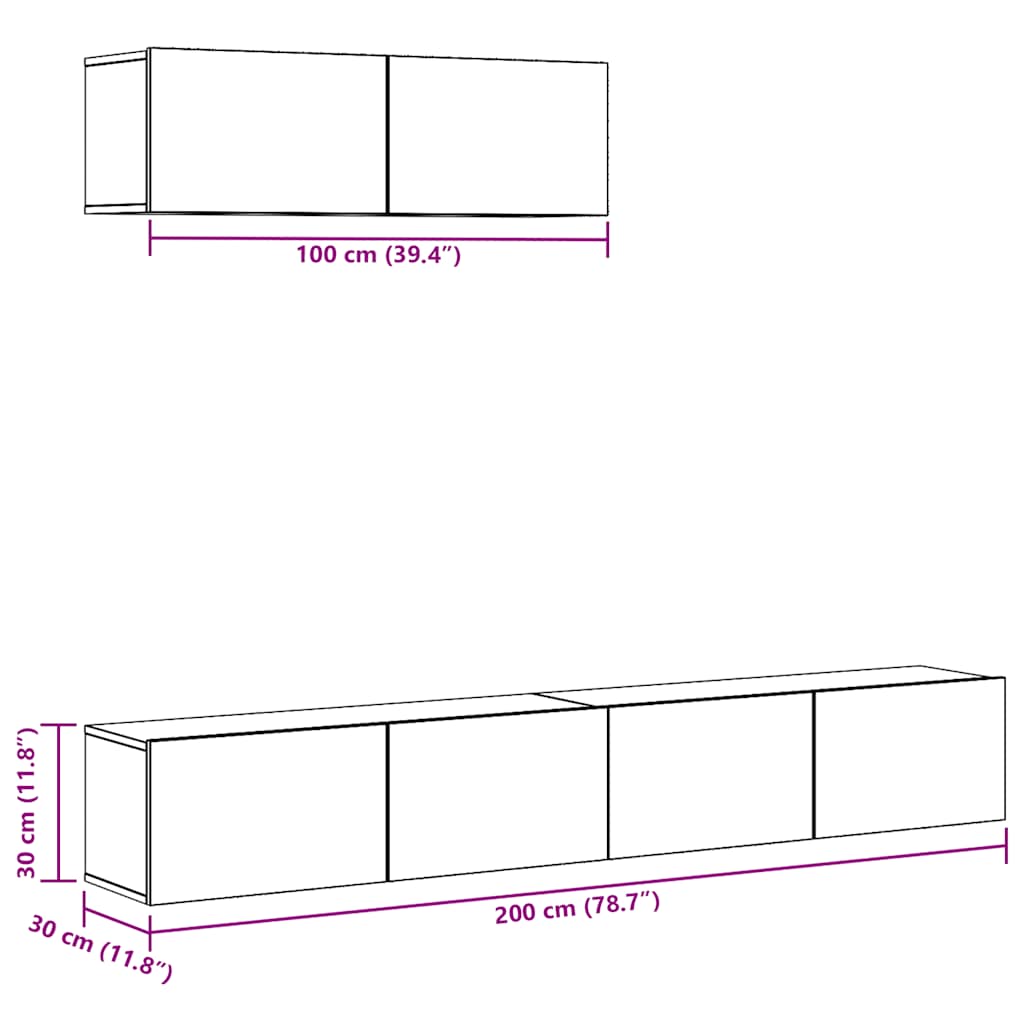TV Cabinet Set | Set of 3 | Artisan oak | Engineered wood | Medium