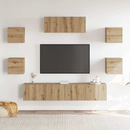 7 Piece TV Cabinet Set Wall-mounted Artisan Oak