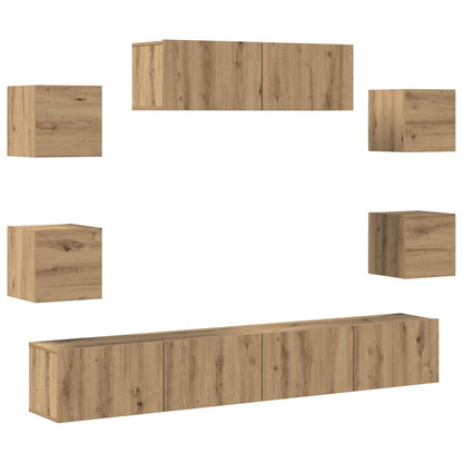 7 Piece TV Cabinet Set Wall-mounted Artisan Oak Engineered Wood
