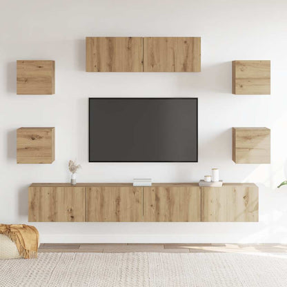 7 Piece TV Cabinet Set Wall-mounted Artisan Oak Engineered Wood