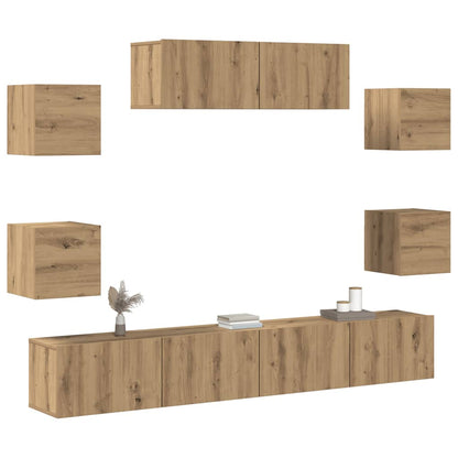7 Piece TV Cabinet Set Wall-mounted Artisan Oak Engineered Wood
