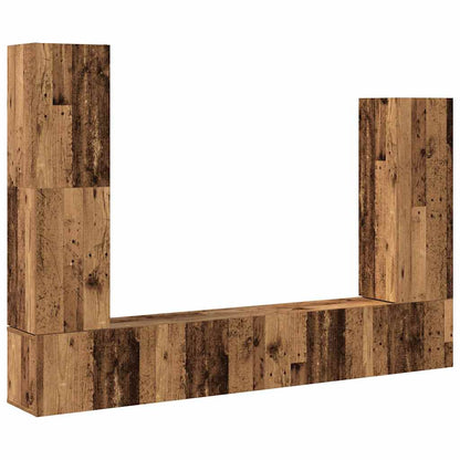 4 Piece TV Cabinet Set Wall-mounted Old Wood Engineered Wood