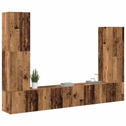 4 Piece TV Cabinet Set Wall-mounted Old Wood Engineered Wood