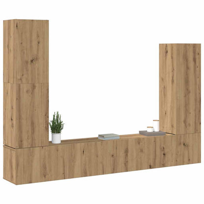 4 Piece TV Cabinet Set Wall-mounted Artisan Oak Engineered Wood