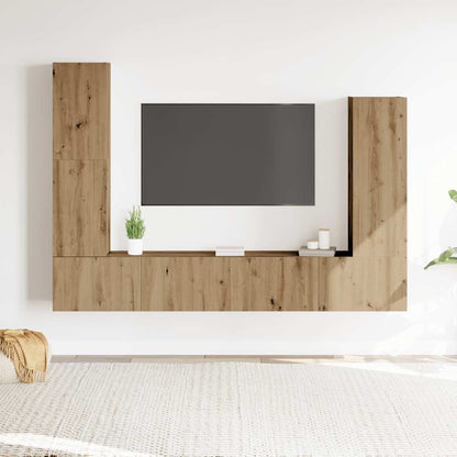 4 Piece TV Cabinet Set Wall-mounted Artisan Oak Engineered Wood