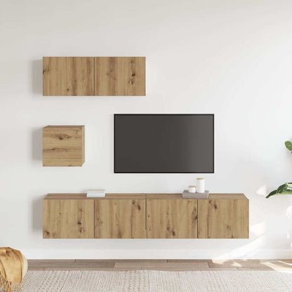 4 Piece TV Cabinet Set Wall-mounted Artisan Oak Engineered Wood