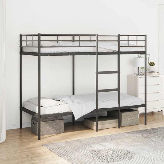 Bunk Bed without Mattress Black 75x190 cm Small Single Steel