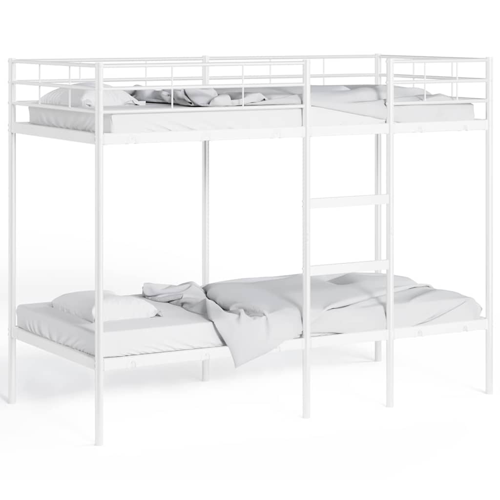 Bunk Bed without Mattress White 90x190 cm Single Steel