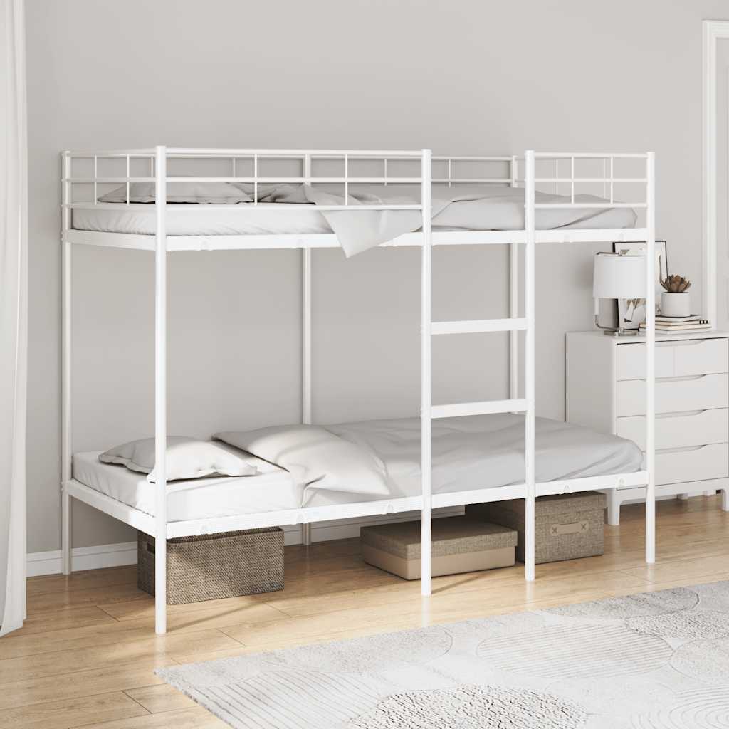 Bunk Bed without Mattress White 100x190 cm Steel