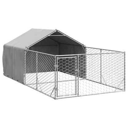 Outdoor Dog Kennel with Run 4x2x1,5 m Galvanised Steel
