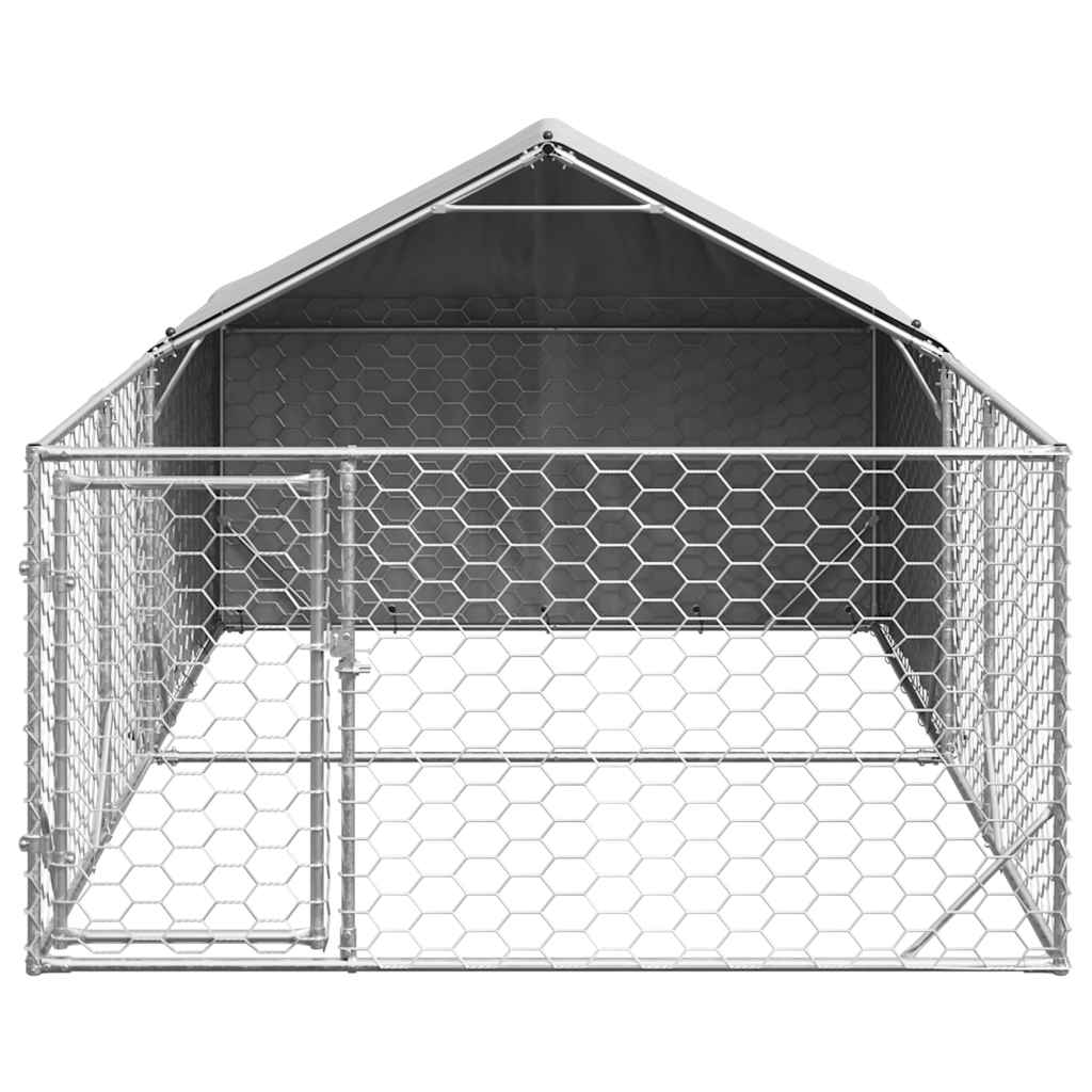 Outdoor Dog Kennel with Run 4x2x1,5 m Galvanised Steel