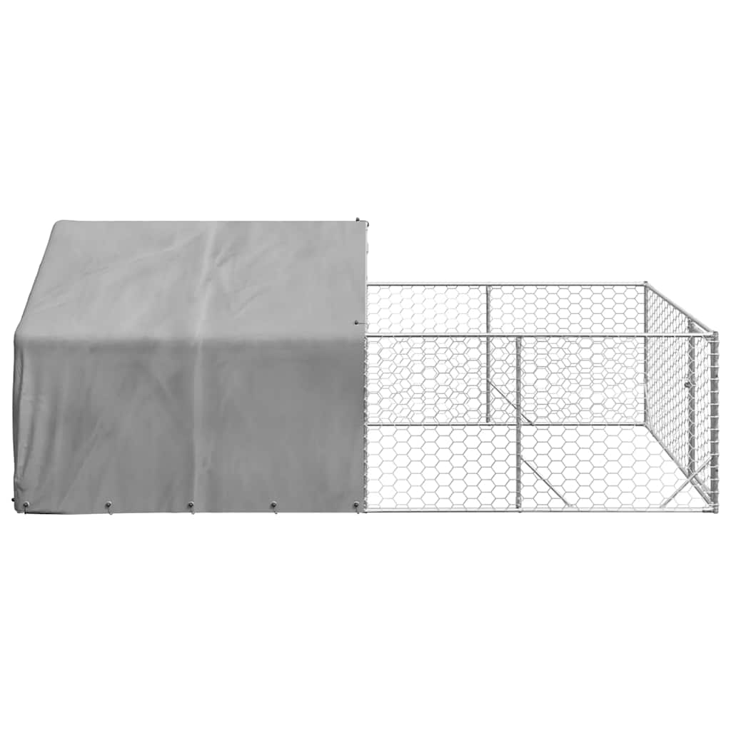 Outdoor Dog Kennel with Run 4x2x1,5 m Galvanised Steel