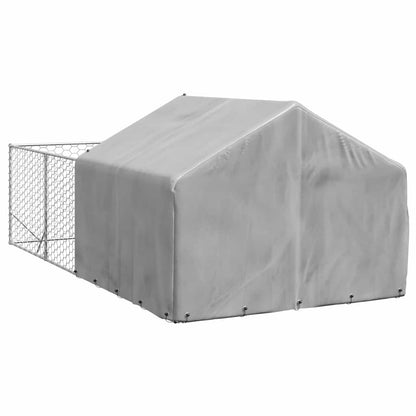 Outdoor Dog Kennel with Run 4x2x1,5 m Galvanised Steel
