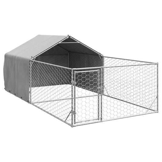 Outdoor Dog Kennel with Run 5x2x1.5 m Galvanised Steel