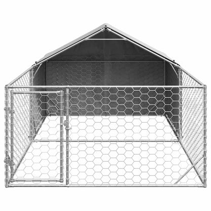 Outdoor Dog Kennel with Run 5x2x1,5 m Galvanised Steel