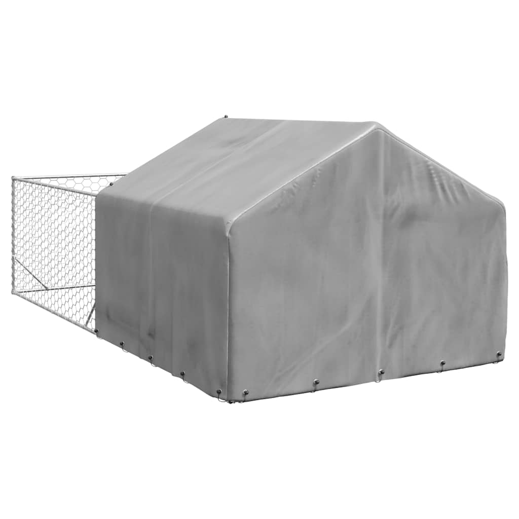 Outdoor Dog Kennel with Run 5x2x1,5 m Galvanised Steel