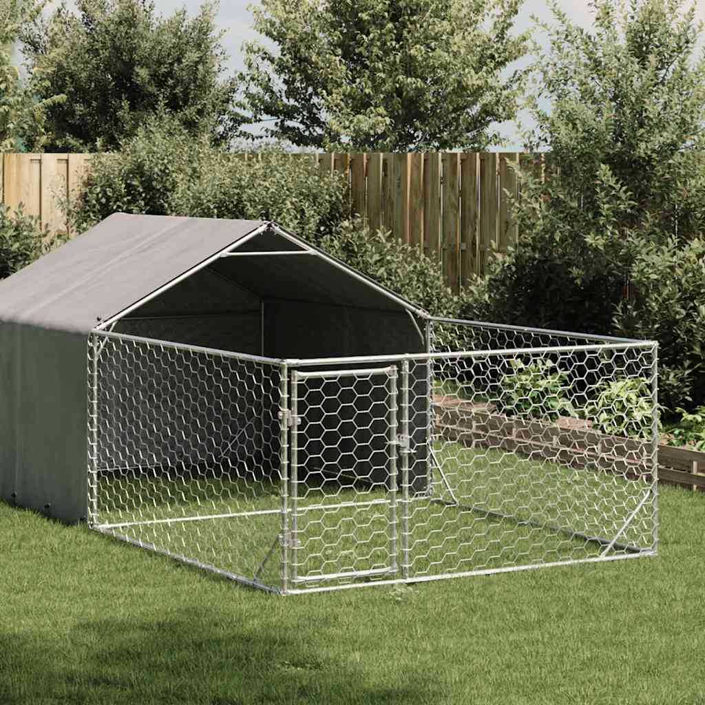 Outdoor Dog Kennel with Run 5x2x1,5 m Galvanised Steel