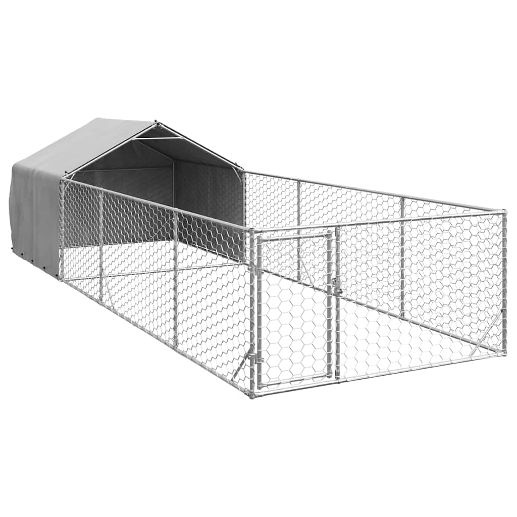 Outdoor Dog Kennel with Run 6x2x1,5 m Galvanised Steel