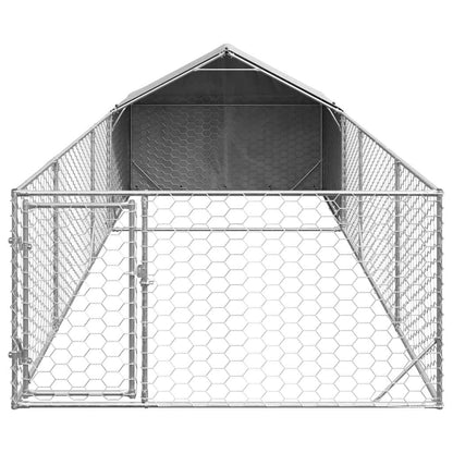 Outdoor Dog Kennel with Run 6x2x1,5 m Galvanised Steel