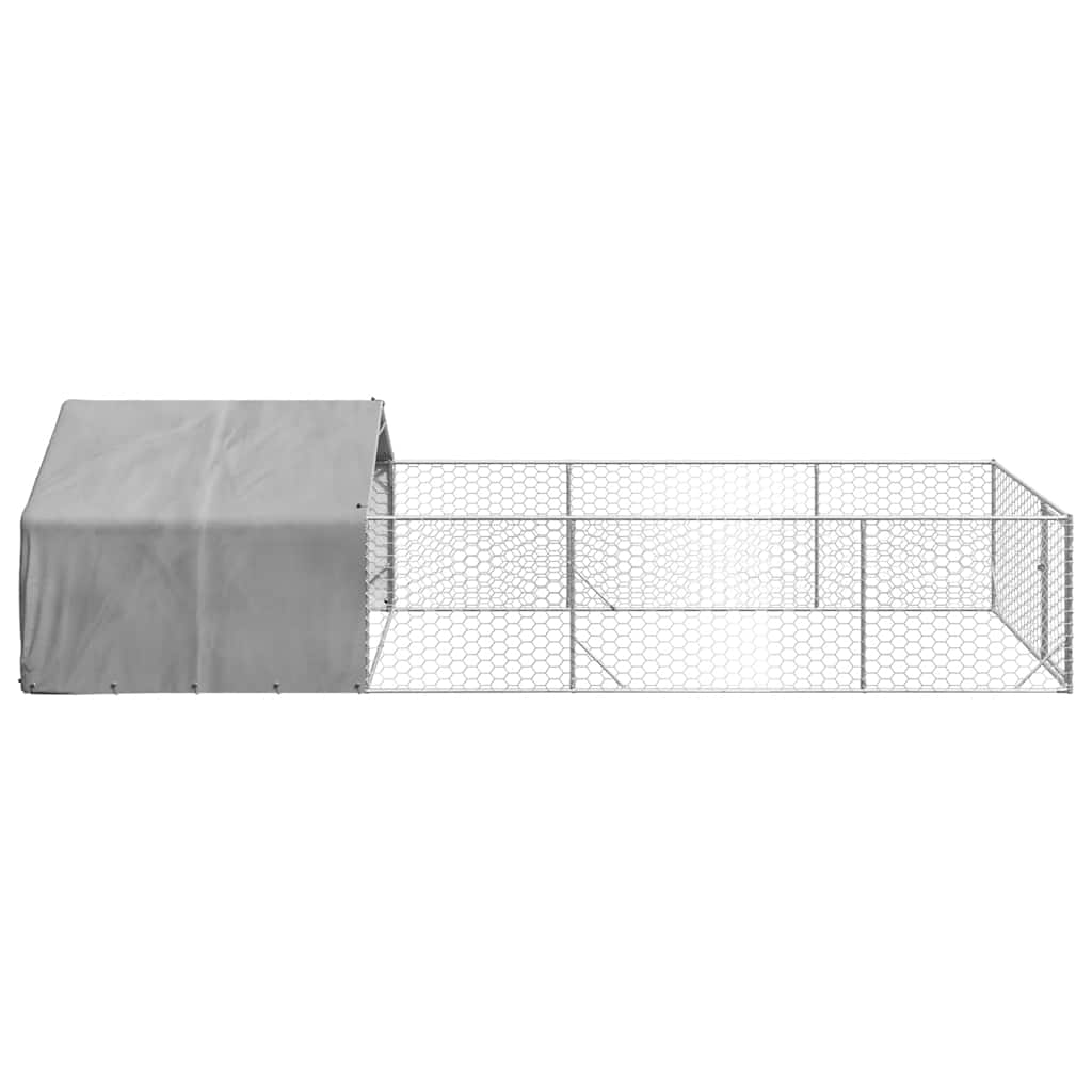 Outdoor Dog Kennel with Run 6x2x1,5 m Galvanised Steel